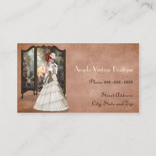 ヴィンテージの衣類の中古品店のブティックビジネス 名刺 (正面)