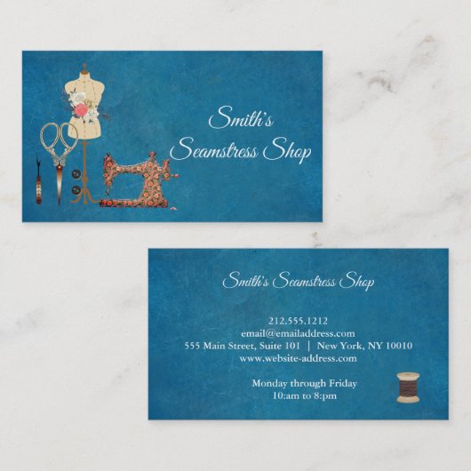 ヴィンテージの裁縫婦 名刺 (正面/裏面)