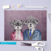 ヴィンテージの装いのパグそしてブラツセルGriffon犬 薄葉紙 (クラフト)