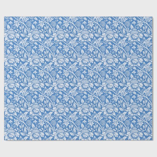 ヴィンテージの装飾用の青い模様人気がある、 ラッピングペーパー (フラット)