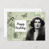 ヴィンテージの装飾的なコラージュの誕生日ポストカード ポストカード (正面/裏面)