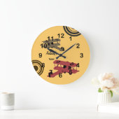 ヴィンテージの複葉機の時計 ラージ壁時計 (ホーム)