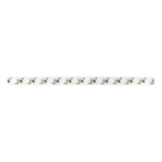 ヴィンテージの複葉機の飛行 サテンリボン (正面)