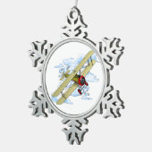 ヴィンテージの複葉機の飛行 スノーフレークピューターオーナメント (右)