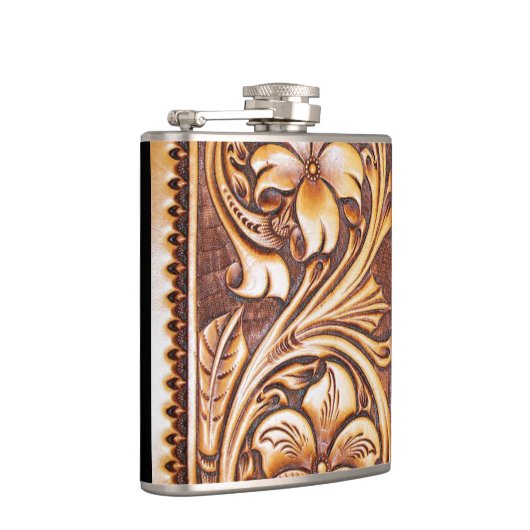 ヴィンテージの西欧諸国のカウボーイによって用具を使われる革 フラスク (右)