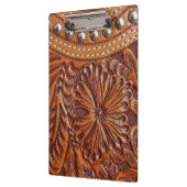 ヴィンテージの西欧諸国のパターンによって散りばめられる革 クリップボード (左)