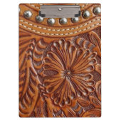 ヴィンテージの西欧諸国のパターンによって散りばめられる革 クリップボード (正面)