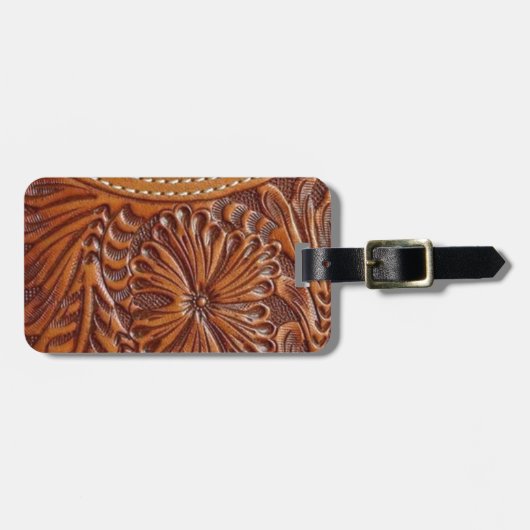 ヴィンテージの西欧諸国のパターンによって散りばめられる革 ラゲッジタグ (正面横)