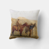 ヴィンテージの西部のカウボーイおよび馬 クッション (裏面)