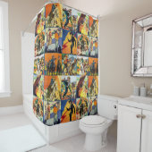 ヴィンテージの西部のカウボーイの映画のポスターのブロック シャワーカーテン (インサイチュ)