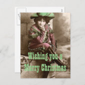ヴィンテージの西部のファッションのクリスマス シーズンポストカード (正面/裏面)