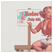 ヴィンテージの西部の女性のカーボーイのサドルのロデオの印 ファブリック (クローズアップ)