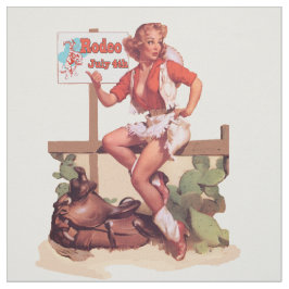 ヴィンテージの西部の女性のカーボーイのサドルのロデオの印 ファブリック