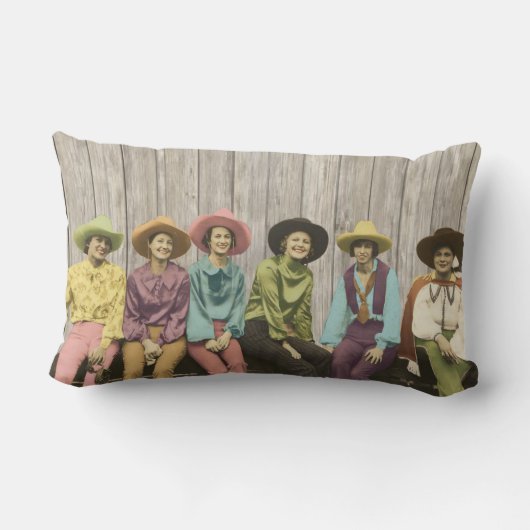 ヴィンテージの西部の女性のカーボーイの枕の列 ランバークッション (裏面)