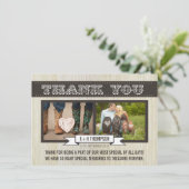 ヴィンテージの西部の結婚式は写真カード感謝していしています サンキューカード (スタンド正面)