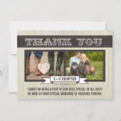 ヴィンテージの西部の結婚式は写真カード感謝していしています サンキューカード (正面)
