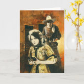 ヴィンテージの西部劇映画の挨拶状 カード (黄色い花)