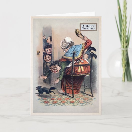 ヴィンテージの規律化された子クリスマスカード シーズンカード (正面)