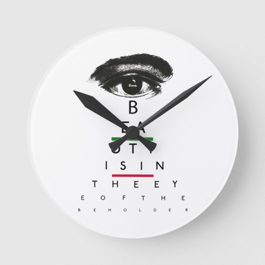 ヴィンテージの視力検査表のギフト ラウンド壁時計 (正面)