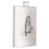 ヴィンテージの角状フクロウのパーソナライズなレトロのフクロウの鳥 フラスク (右)