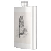 ヴィンテージの角状フクロウのパーソナライズなレトロのフクロウの鳥 フラスク (左)