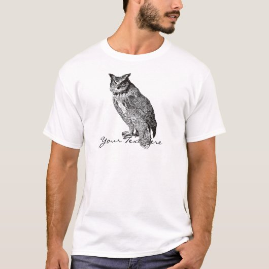 ヴィンテージの角状フクロウ Tシャツ (正面)