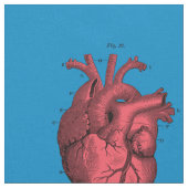 ヴィンテージの解剖ハートのバレンタインデー ファブリック (クローズアップ)