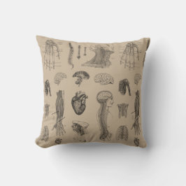 ヴィンテージの解剖学のプリント クッション