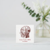 ヴィンテージの解剖学QRコード人間の頭V2 スクエア名刺 (スタンド正面)