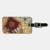 ヴィンテージの記念品の蝶コラージュ ラゲッジタグ (正面横)