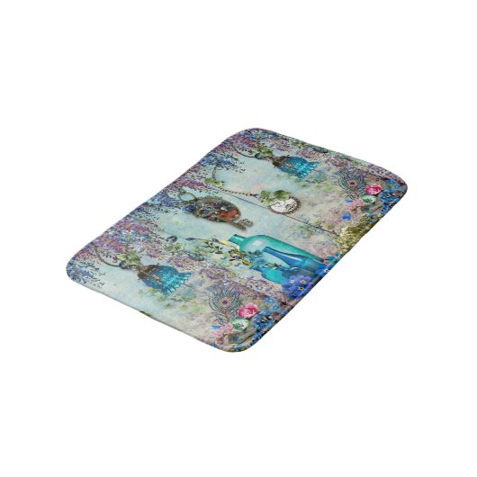 ヴィンテージの記憶藤のラベンダーの青の鍵 バスマット (アングル)