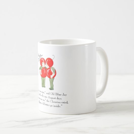 ヴィンテージの詩のさくらんぼのかわいい子供のフルーツのスケッチ コーヒーマグカップ (正面右)
