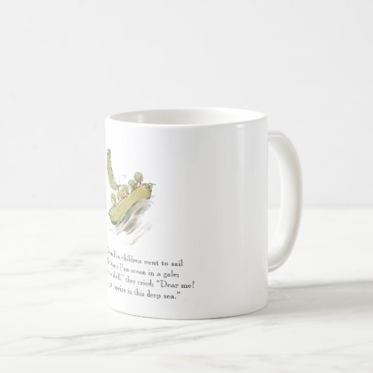 ヴィンテージの詩のグリーンピースのかわいい子供の野菜 コーヒーマグカップ (正面右)