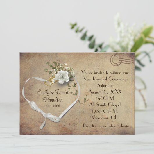 ヴィンテージの誓い更新の結婚式の招待はがき 招待状 (スタンド正面)