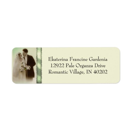 ヴィンテージの誓淡い色のい – 緑のオルガンザ ラベル (正面)