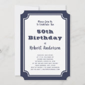 ヴィンテージの誕生年の青のバースデーパーティ招待状 招待状 (裏面)