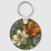 ヴィンテージの誕生日の挨拶ゆり花 キーホルダー (正面)