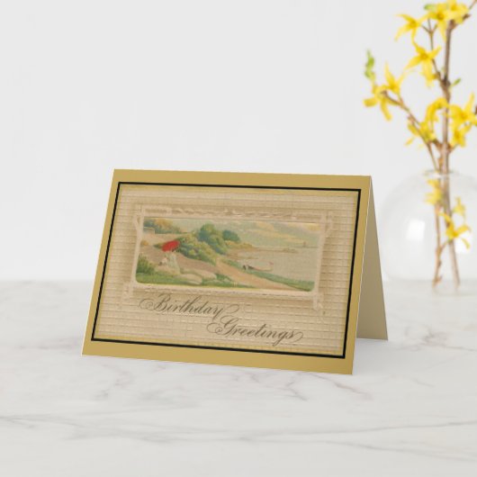 ヴィンテージの誕生日の挨拶 カード (黄色い花)