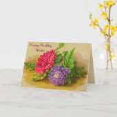 ヴィンテージの誕生日の花 カード (黄色い花)
