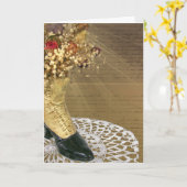 ヴィンテージの誕生日の靴をレースでダリーに カード (黄色い花)