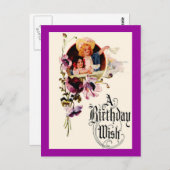 ヴィンテージの誕生日ウィッシュカード ポストカード (正面/裏面)