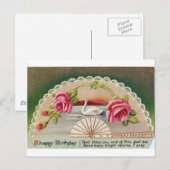 ヴィンテージの誕生日スワン絵葉書 姉から送られた ポストカード (正面/裏面)