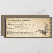 ヴィンテージの誕生日チケット招待状 招待状 (正面/裏面)