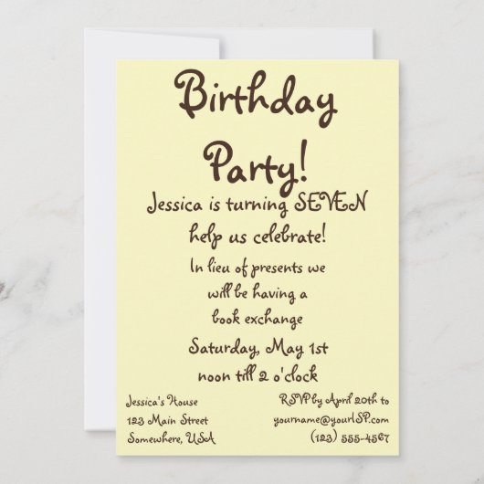 ヴィンテージの誕生日パーティーの招待状を持つ子供 招待状 (裏面)