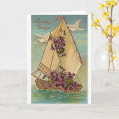 ヴィンテージの誕生日メッセージ カード (黄色い花)