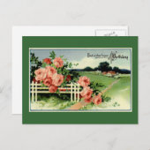 ヴィンテージの誕生日メッセージ ポストカード (正面/裏面)