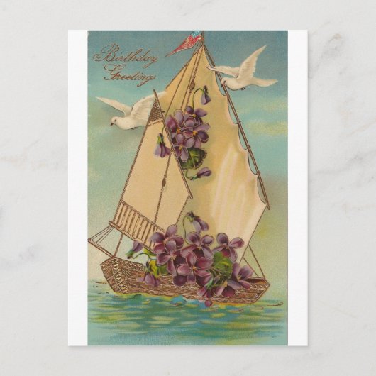 ヴィンテージの誕生日メッセージ ポストカード (正面)