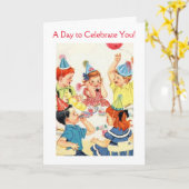 ヴィンテージの誕生日会 カード (黄色い花)