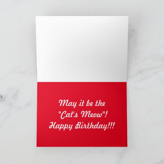 ヴィンテージの誕生日猫の猫の鳴き声 カード (内部)