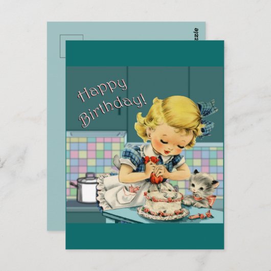 ヴィンテージの誕生日 ポストカード (正面/裏面)